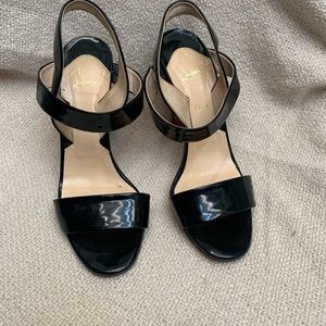 Christian Louboutin sandals in shiny black patent leather size EU38.5